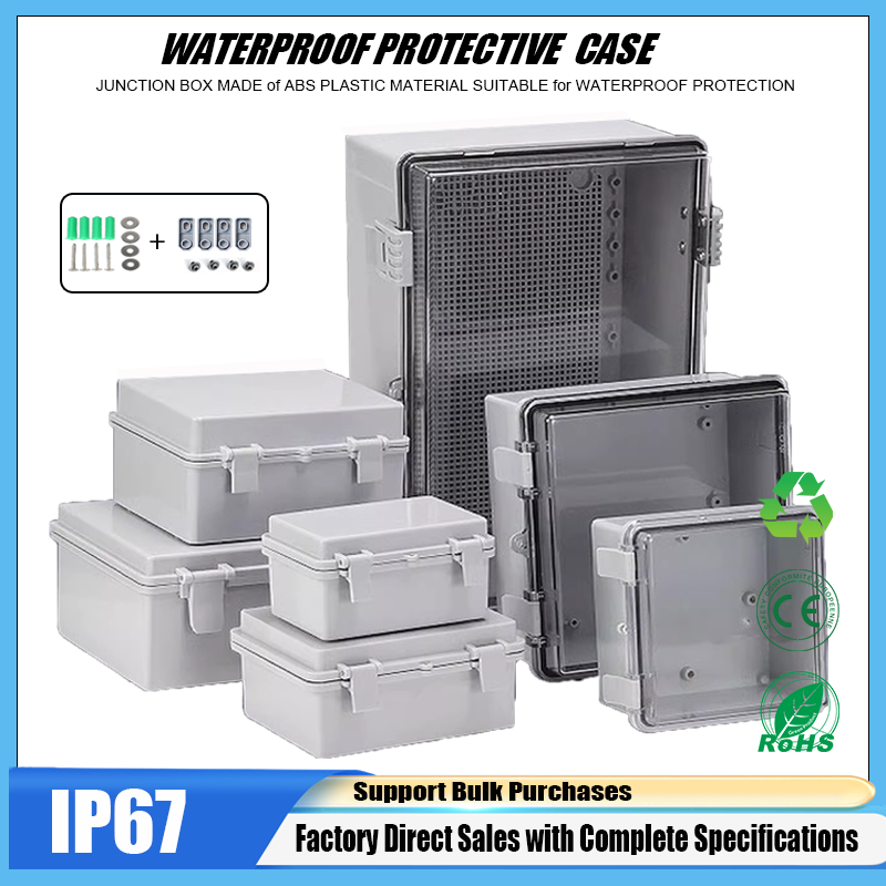 Outdoor Power Junction Box - IP66 Waterproof ABS Plastic Enclosure Gray/Transparent