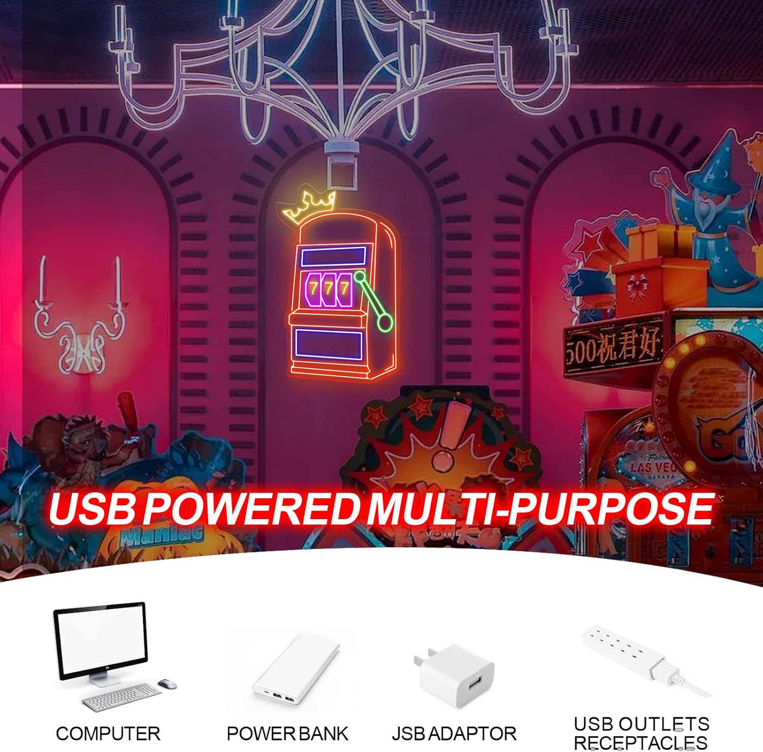 Slot Machine Neon Sign Game Ic - Outdoor Power Garage review and price