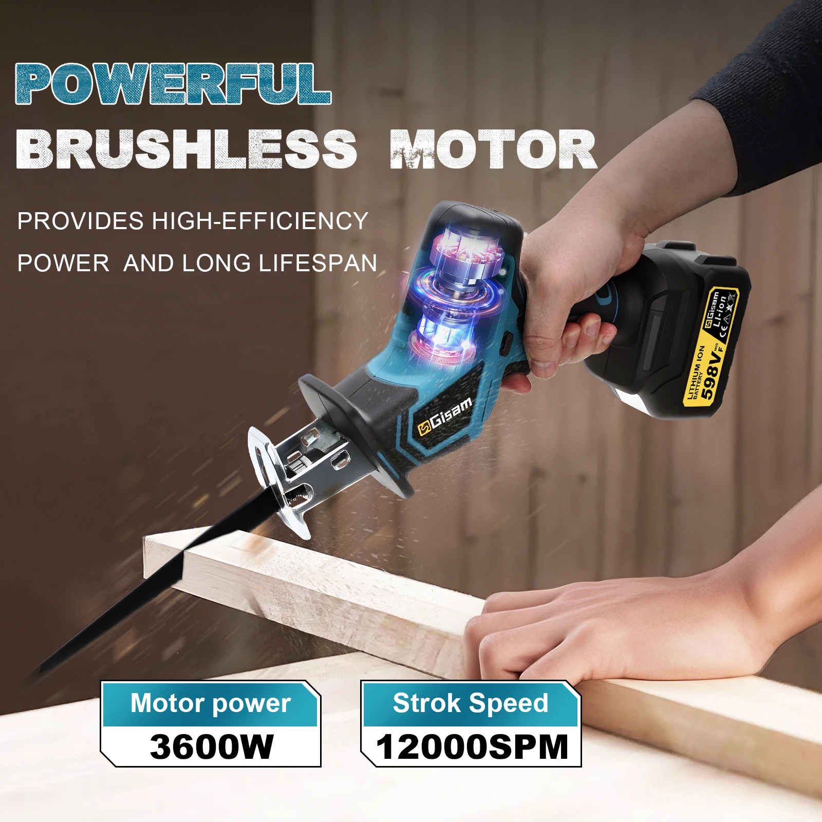 Gisam 3600w Brushless Reciproc - Pole Saw Cordless review and price
